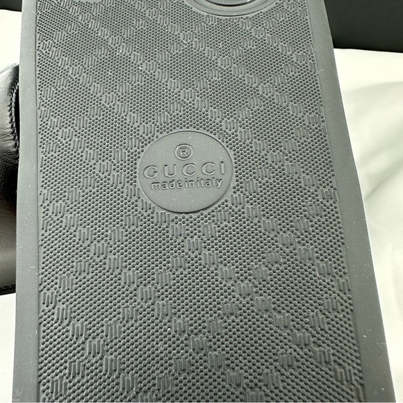 Gucci Men’s Black Slides with White Interlocking GG NEW IN BOX - Picture 8 of 10